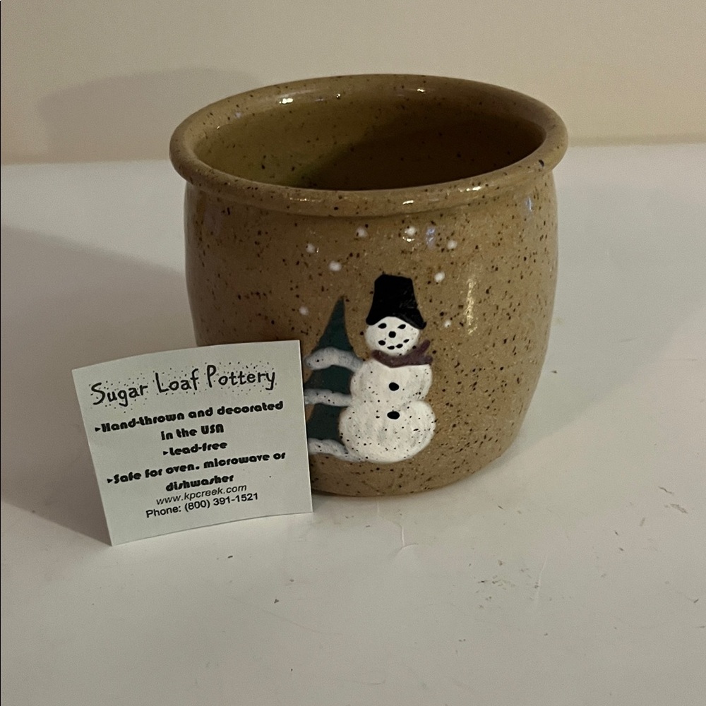 Sugar Loaf Pottery Hand Thrown Snowman Ceramic Pot
